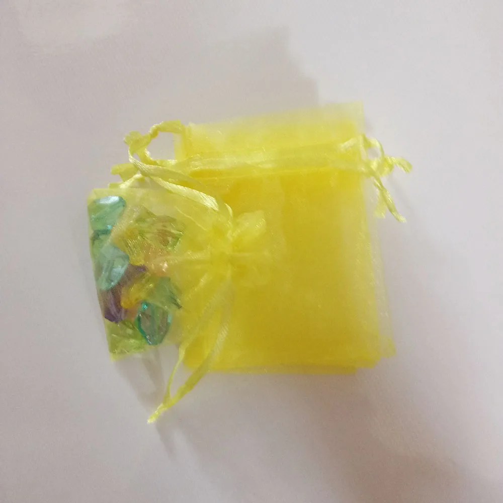 Yellow Organza Bag 100pcs Jewelry Packaging Display Jewelry Pouch Gift Bags Wedding Drawstring Bag Woman Gift Storage Bags