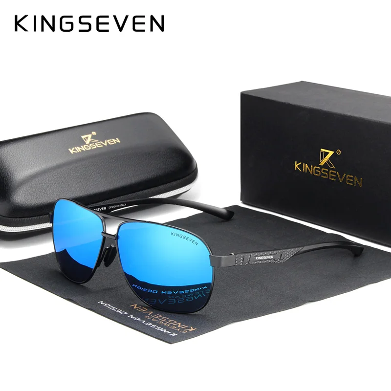 KINGSEVEN 2024 Marke Männer Aluminium Sonnenbrille Polarisierte UV400 Spiegel Männliche Sonnenbrille Frauen Für Männer Oculos de sol 6