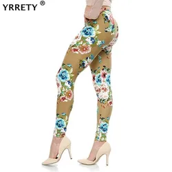 YRRETY-Leggings estampados florais de algodão feminino, calças de rua alta, leggings casuais, grafite, moda suave, quente