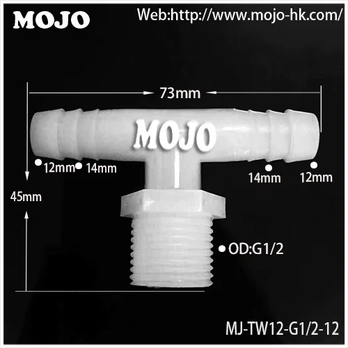 

2020 (10pcs/Lots) MJ-TW12-G1/2-12 pipe joint 10mm to Thread diameter: G1/2" Tee pipe connectors