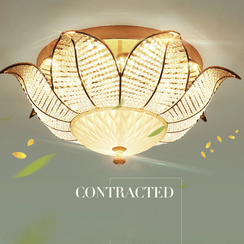 LED Modern Crystal Ceiling Lamps European Crystal Sunflower Ceiling Lights Fixture Romantic Indoor Lighting 3 Colors Dimmable