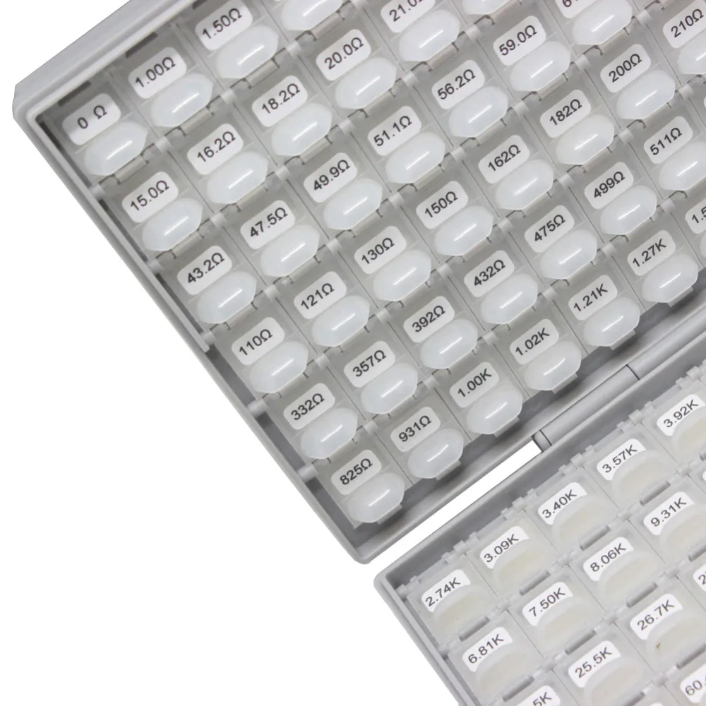 AideTek SMD SMT 0402 ขนาด 1% assorted Resistor Kit เต็มไปด้วยชิ้นส่วนพลาสติกกล่อง 14400 ชิ้นตัวต้านทานกล่องเก็บ lable r04E24100