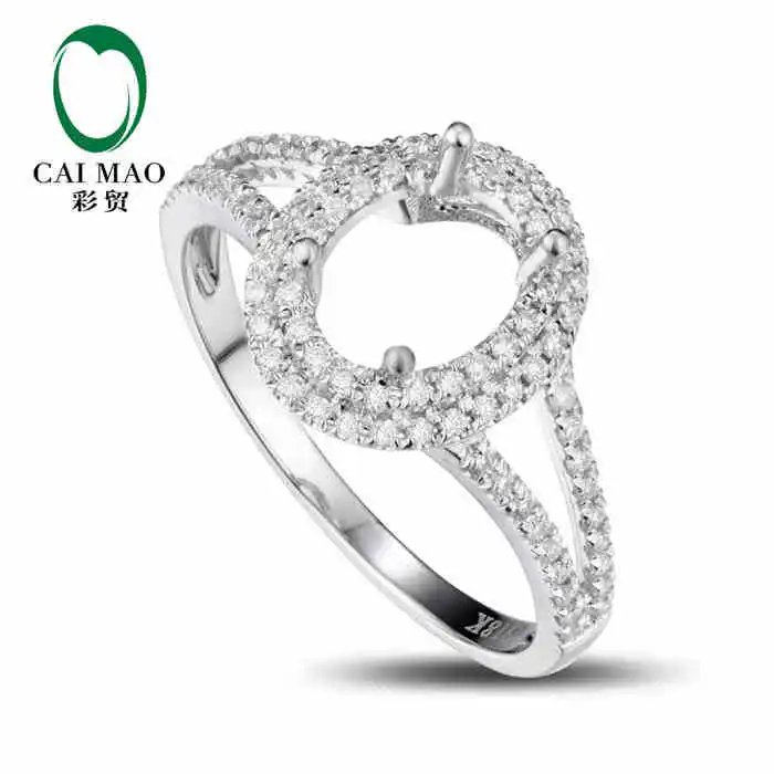 

CaiMao Oval cut Semi Mount Ring Settings &0.35 ct Diamond 18k White Gold Gemstone Engagement Ring Fine Jewelry