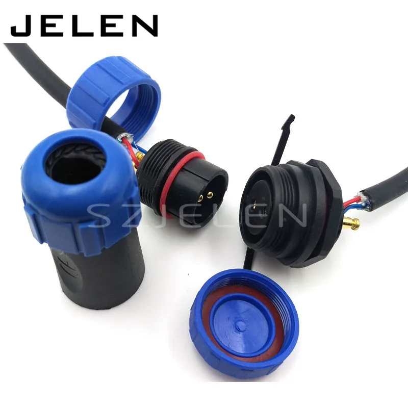 SP21,  No need welding, Waterproof connector plug socket, 2-pin power cable connector, panel mount  21mm, IP68, LED connectors