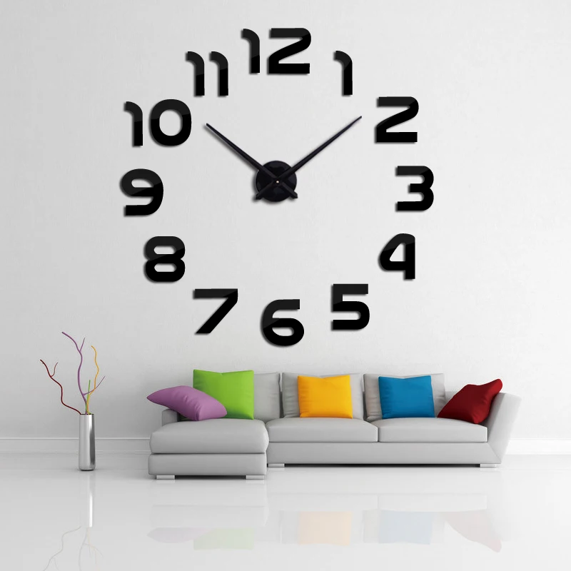 Top fashion 3d wall clock reloj de pared quartz watch modern diy clocks living room large decorative horloge murale  stickers