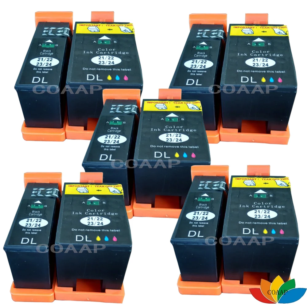 

10 Pack Dell 21/22/23/24 series Compatible Ink Cartridges color + Black For Dell V313 V313W V515W P513W P713W V715W Printer