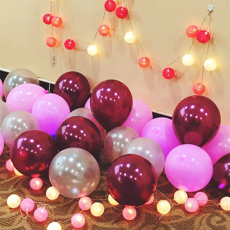 30pcs Pearl Wine Red Pink Silver Latex Balloons Wedding Birthday Party Decor Wedding Decoration Party Inflatable Globos Balls