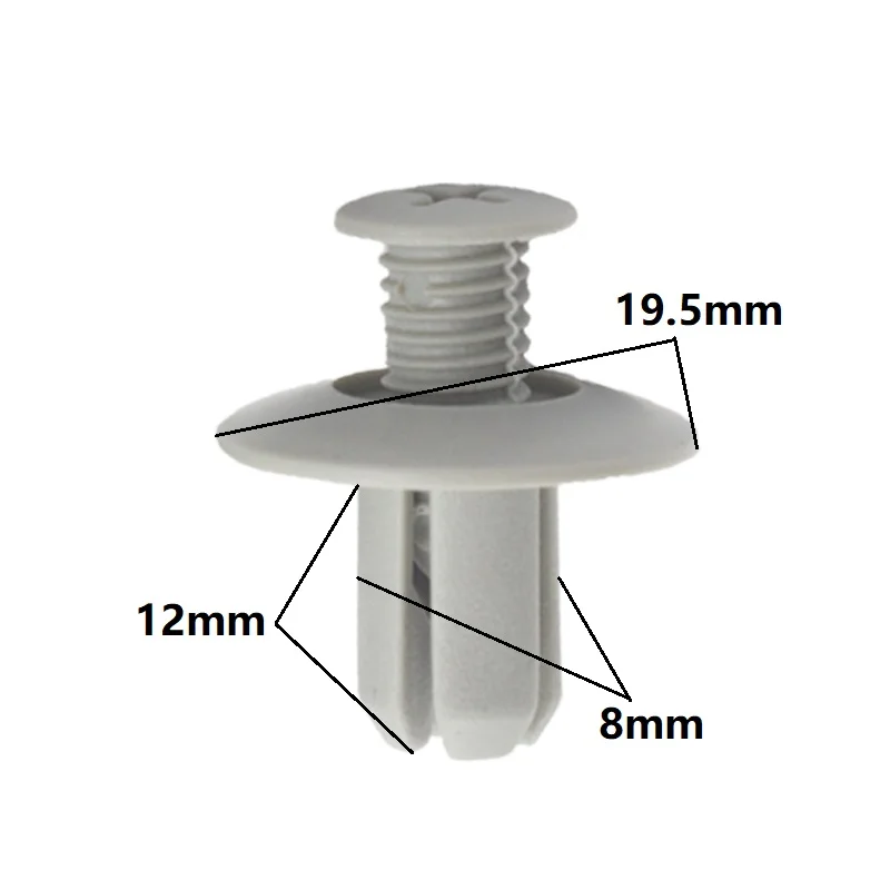 50 Pcs Car 8mm Hole Plastic Screw Rivets Push Gray Auto Vehicle Engine Cover Bumper Fender Door Trim Panel