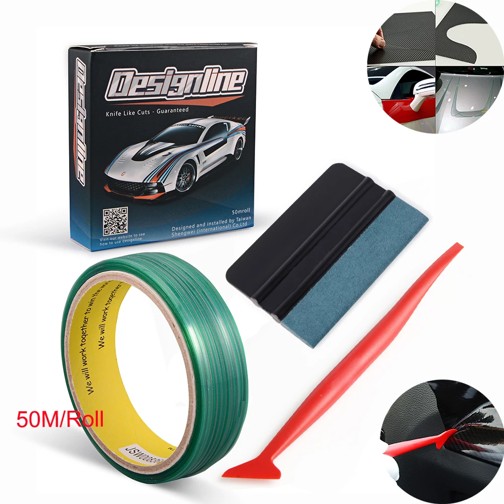 FOSHIO 50M Knifeless Cutting Tape Vinyl Stickers Decal Film Design Line Car Wrapping Suede Squeegee Kit Window Tint Accessories