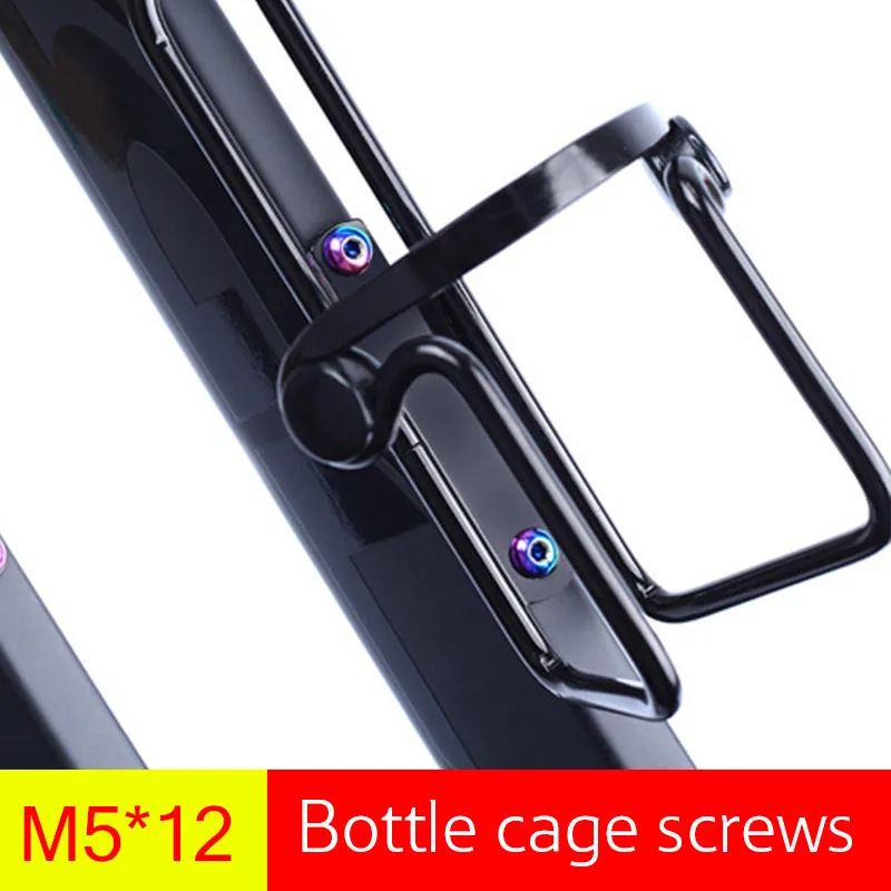 RISK 2pcs M5*12mm Titanium Ti Bicycle Bottle Holder Bolts Cycling Bike Water Bottle Cage Screw for MTB Mountain Road Bike M5x12