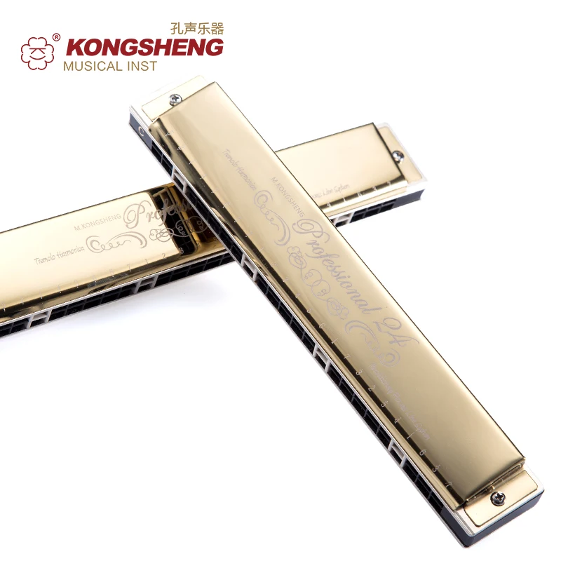 KONGSHENG Tremolo Harmonica 24holes for beginners  Mouth Organ Key of C/#C/D/#D/E/F#F/G/#G/A  Musical Instruments Gaita with box