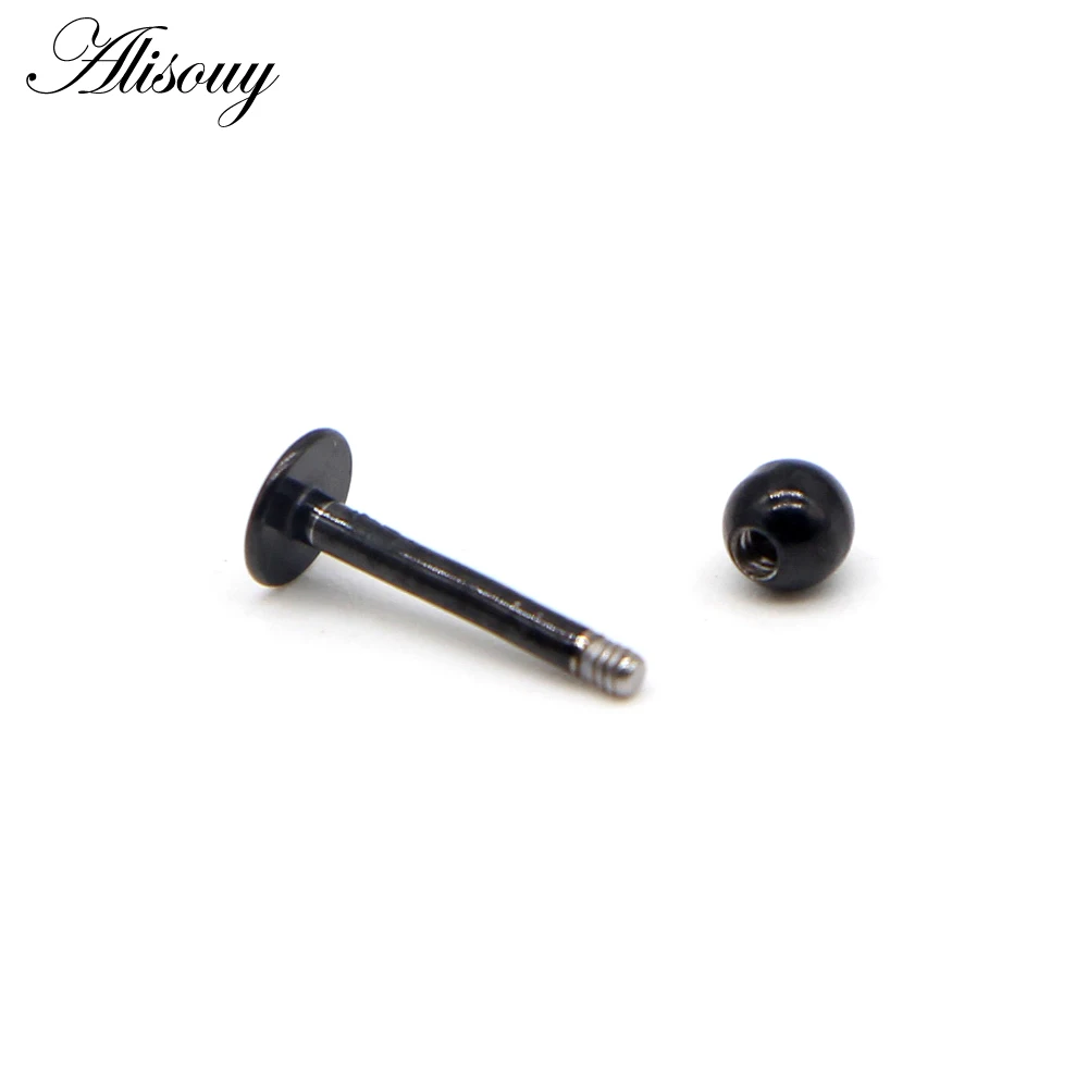 Alisouy 1Piece Surgical Steel Assorted Colors Labret Stud Lip Piercing Ear Cartilage Tragus Helix Ring Fashion Charming Jewelry