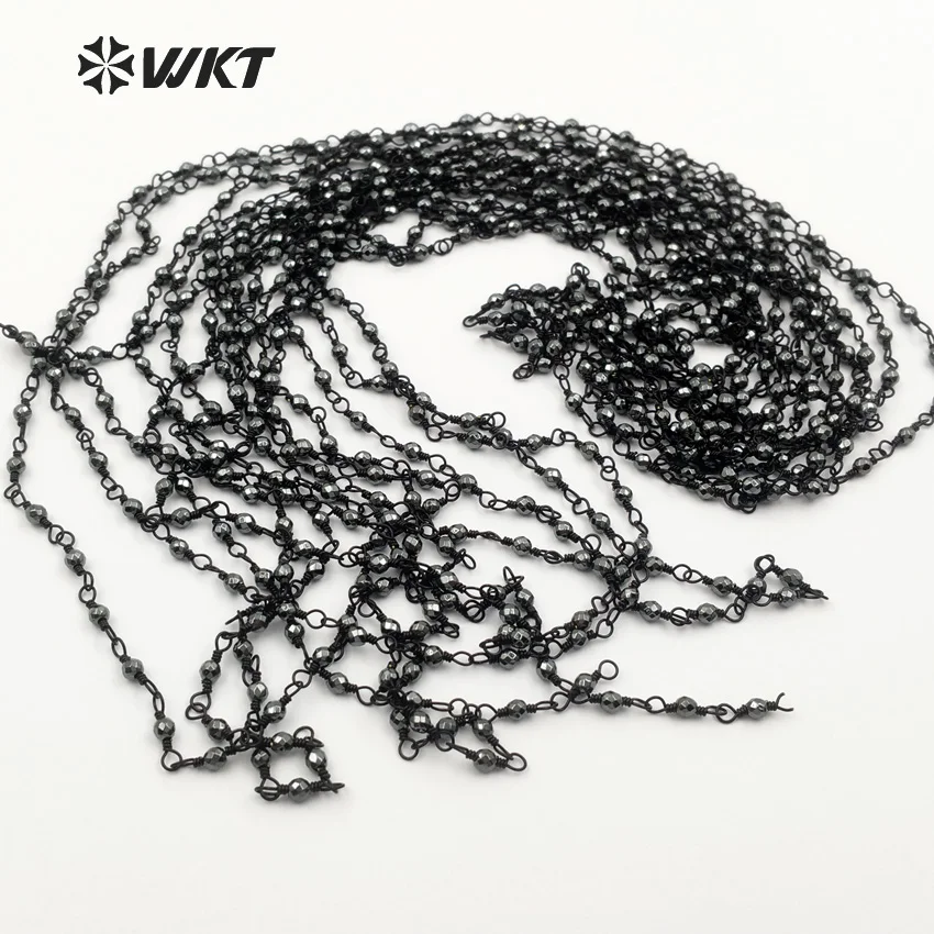 

WT-RBC058 Новая оптовая модная цепочка с гематитовыми бусинами и черным гальваническим покрытием для украшений