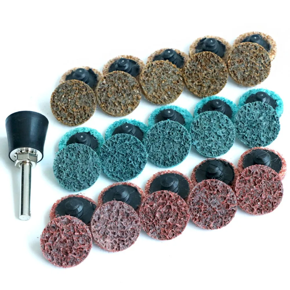 

1"Inch Quick Change Sanding Disc Roll Lock Surface Polishing Pad 30pcs R Type Nylon w/Mandrel for drill 25mm