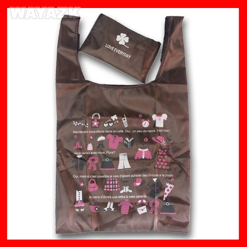 (100pcs/lot) 210D reusable nylon shopping bag foldable