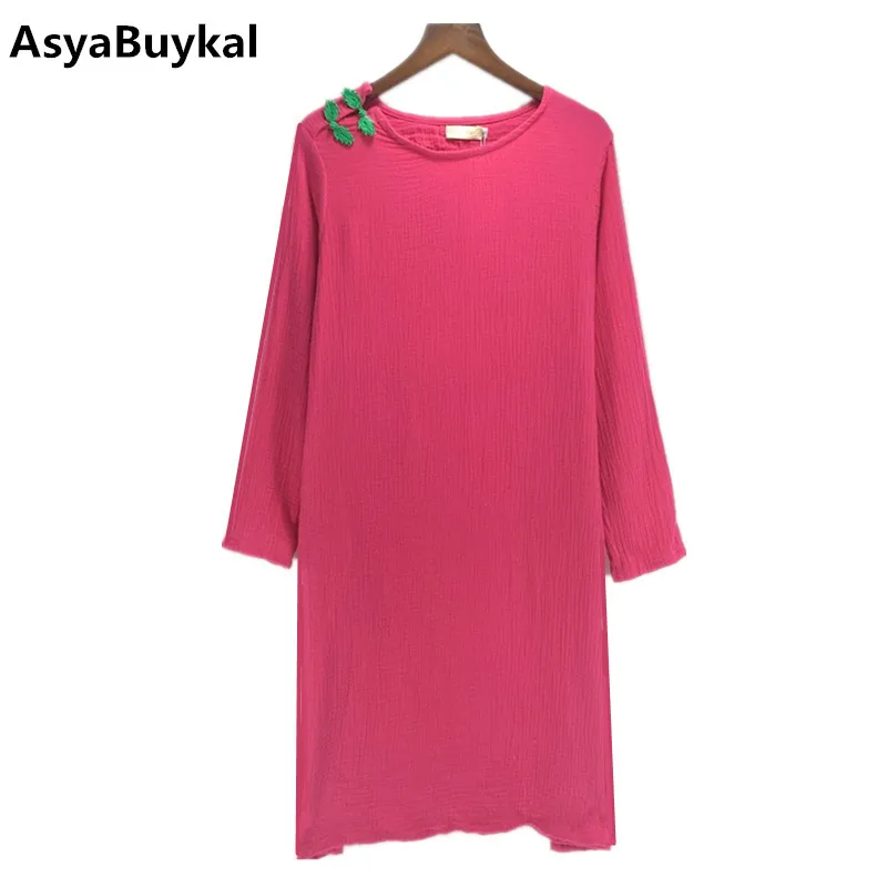 

2024 New Autunm long sleeve Chinese style cotton linen dress,comfortable soft brand dress,brand Spring dress
