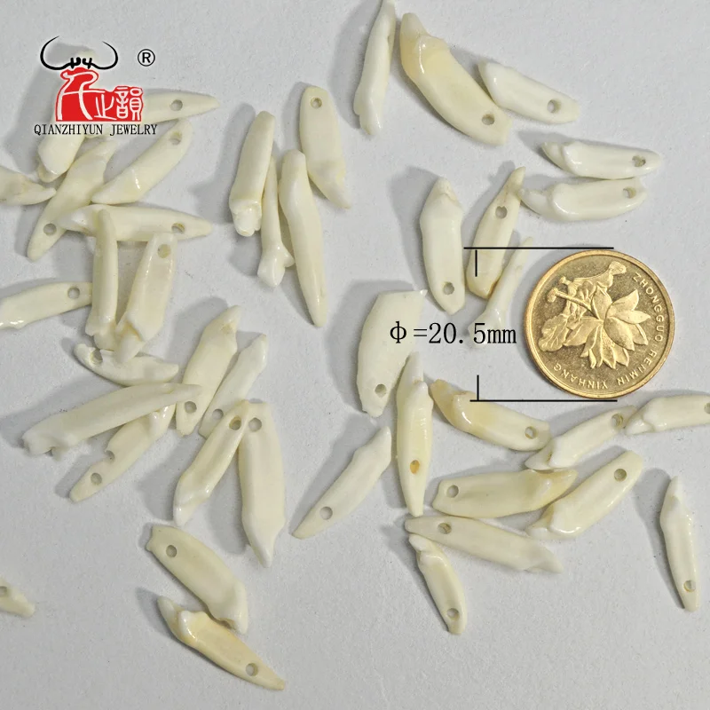 100pcs White Tooth Natural Bone Beads Pendants For Diy Jewelry Making Fashion Jewelry Accessories 15~25mm, Hole: 1.5~2mm