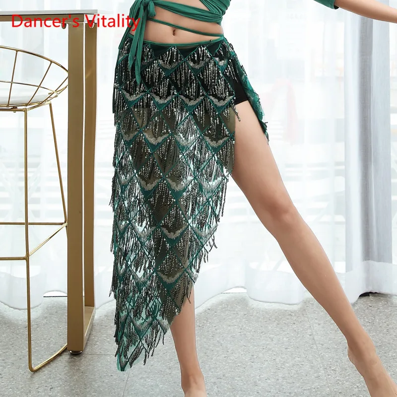 Womne Belly Dance Waist Chain Hip Towel New Sequins Tassel Triangle Towel Waist Towel Girdle Accessories