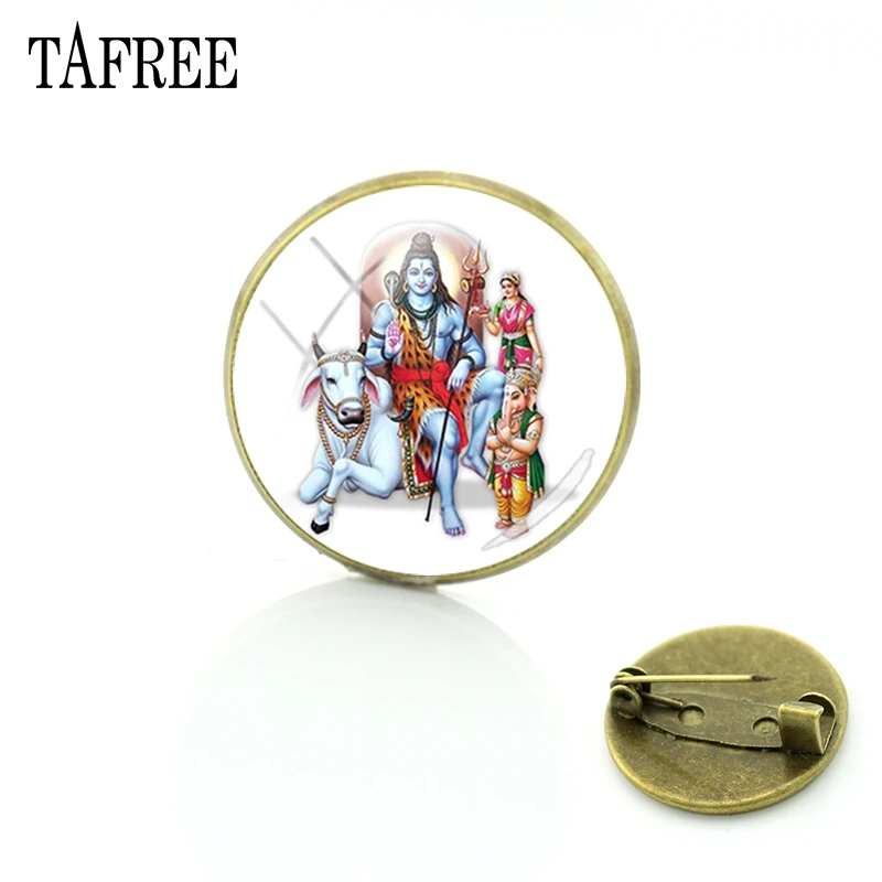 TAFREE Lord Shiva Picture Brooches Hinduism Style Classic Pins up women accessories Fashion Badge Glass cabochon Jewelry LS34