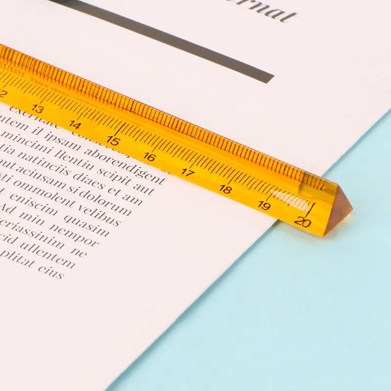 20cm Beautiful Transparent Crystal Triangular Ruler Measuring Scale Tools for School Students Gift for Kids