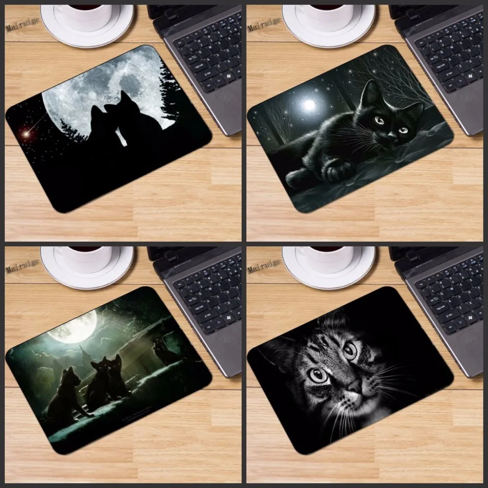 

Mairuige Black Cat Customized Rectangle Non-Slip Rubber fast printing gaming durable notebook mouse pad size 180mmx220mmx2mm