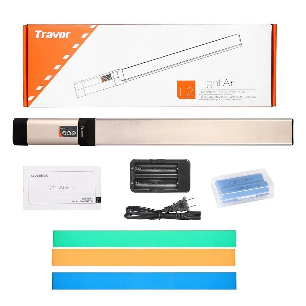 Handheld LED Video Light photography light LA-L2 thinnest 7mm CRI 95 3200K 5500K with three color filter Green Blue Orange