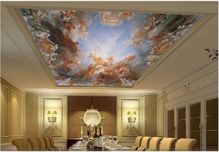 

Classical dome ceiling zenith Home Decoration Non woven wallpaper Ceiling murals wallpaper Custom 3d photo wallpaper