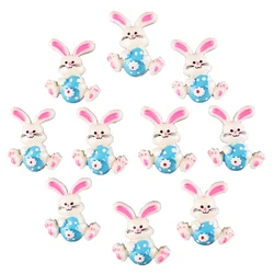 50pcs Easter Bunny Rabbit with Blue Egg Resin Scrapbooking Hair Bow Clip Center Crafts Embellishment Charms Cabachons