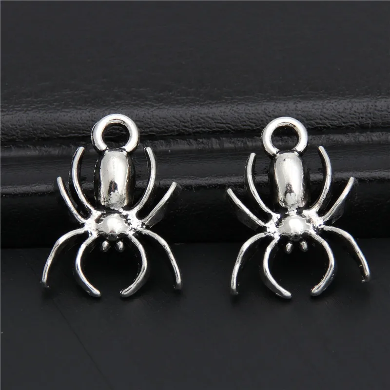 40pcs Tibetan Silver Color Bead Charms Spider Pendant Fit For Bracelet Tattoo Necklace Making A2939