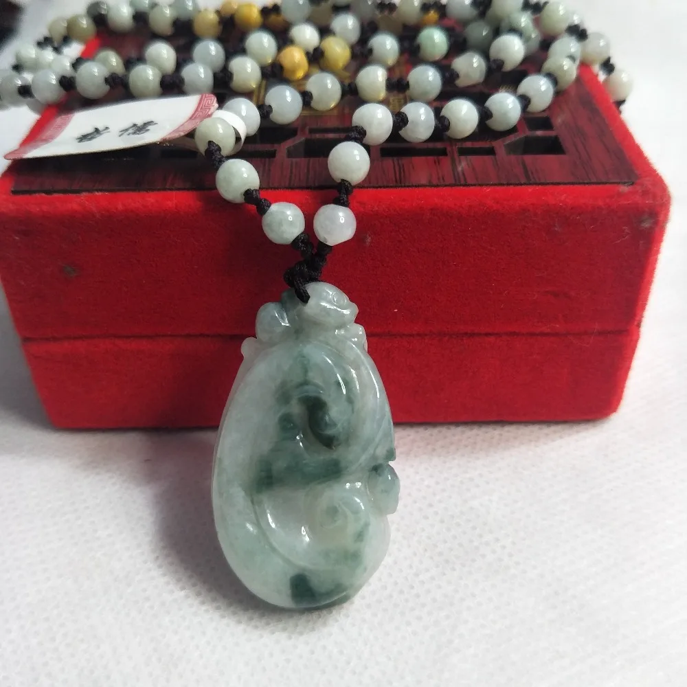 

Zheru Jewelry Parent-child pure natural Jadeite dark green two-color wishful pendant Jadeite jade necklace Send A-level certific