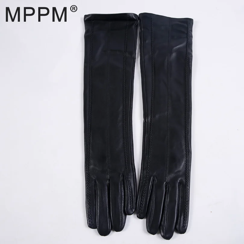 MPPM Fashion Genuine Sheepskin Gloves Women Winter Real Leather Gloves Female Goat Skin Leather Black High-grade Gloves