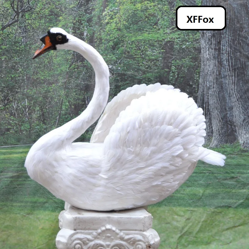 

big new simulation swan model foam&feather lifelike white swan toy gift about 65x75cm xf0697