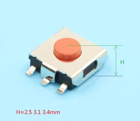 1000pcs 6.2x6.2 mm Tactile Switch SPST-NO Top Actuated Surface Mount Height 2.5 3.1 3.4 mm 250gf SMT Reflow Solder