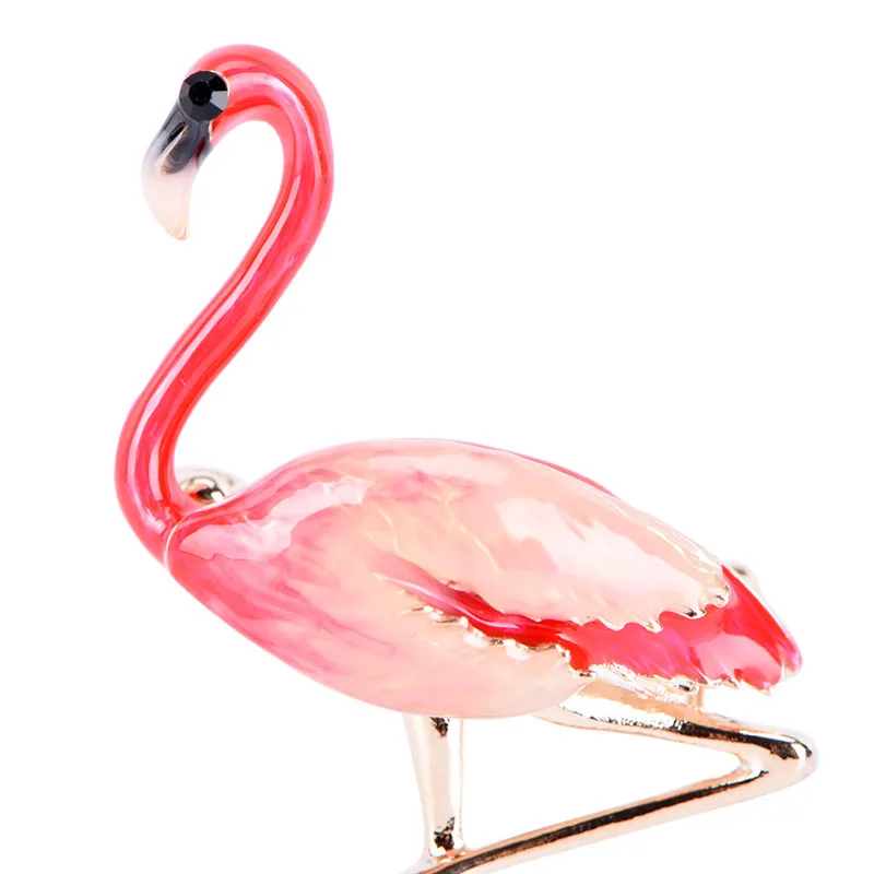 Alloy Red Blue Enamel Flamingo Bird Brooches Women Men\'s Metal Animal Brooch Pins Banquet Broche Gift Scarf Buckle