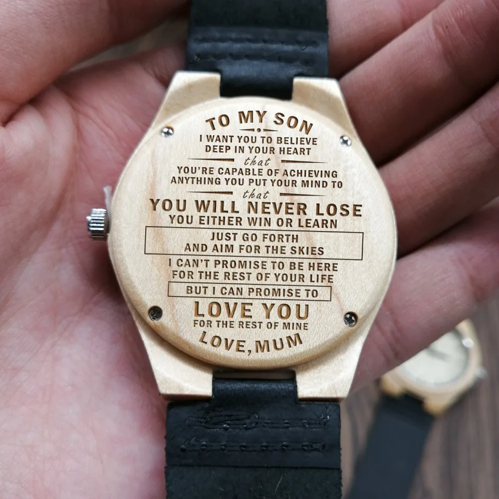 

Wooden Watch Wood Watch Engraved Watch Mom To Son Believe Deep Capable Achieving Your Mind To Love Your Rest of Mine You Will Ne