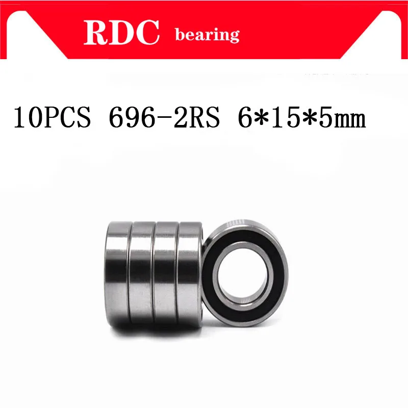 Free Shipping 10PCS ABEC-5 696-2RS 6*15*5 mm 696RS High quality 696 2RS Miniature Ball Bearings rubber Sealed R-1560DD