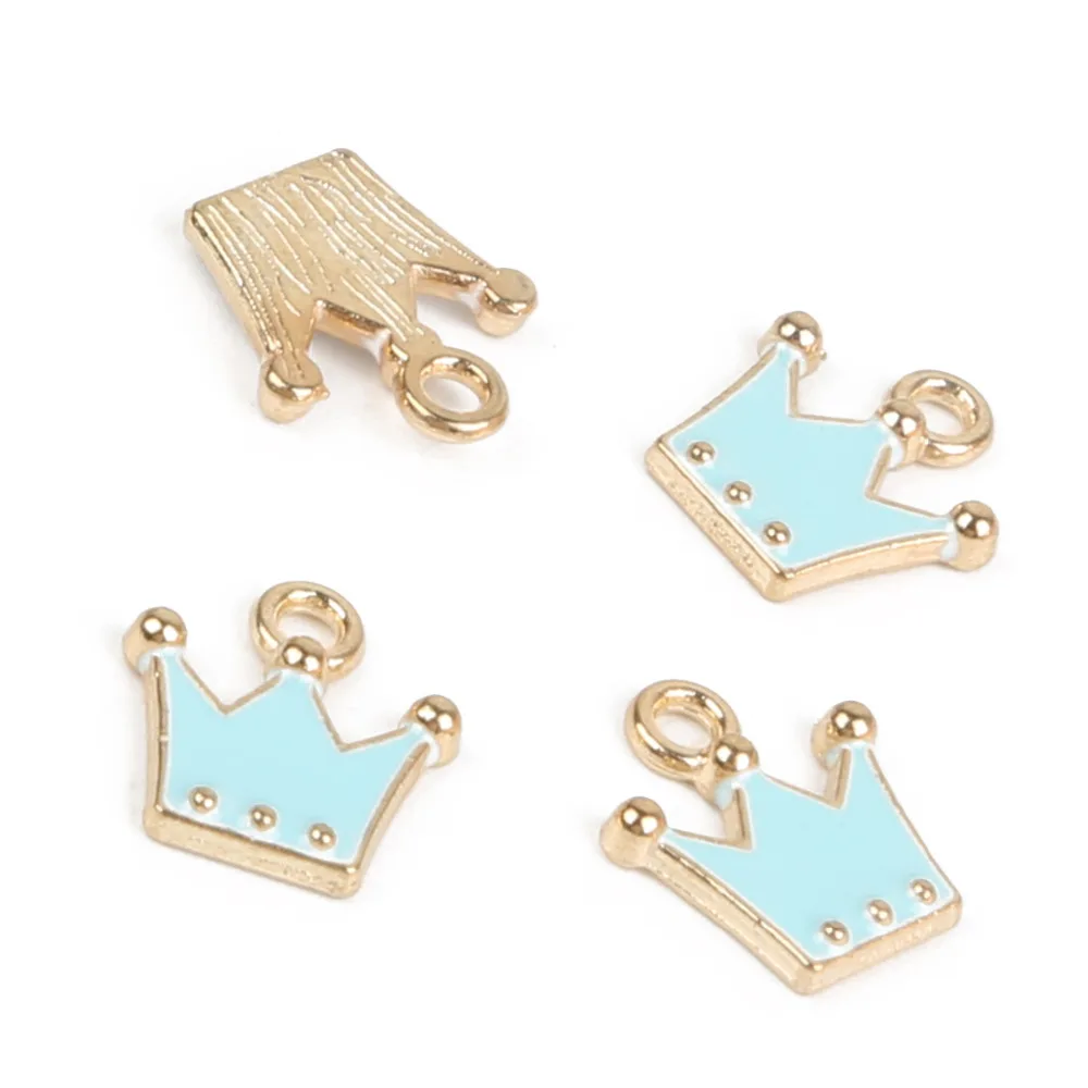 10*11mm 10-12pcs/bag Zinc Alloy Metal Drop Oil Enamel Crown Charms Pendant for DIY Earring Bracelet Necklace Jewelry Making