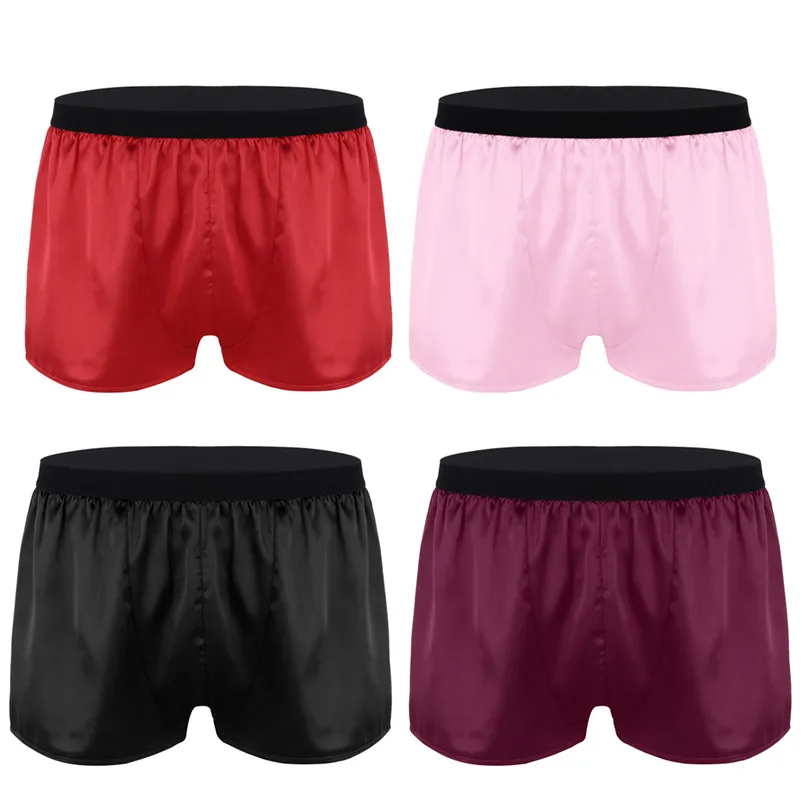 iEFiEL Fashion Mens Lightweight Shiny Satin Boxer Shorts Panties Lounge Workout Short Pants Underpants Male Men Underwear Boxer