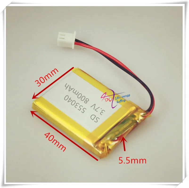 XH2.54 800mAh 553040 3.7V tachograph toy polymer battery