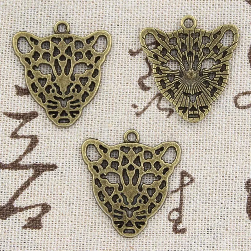 6pcs Charms Hollow Leopard Head 28x26mm Antique Making Pendant fit,Vintage Tibetan Bronze Silver color,DIY Handmade Jewelry