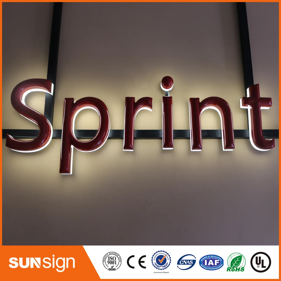 Outdoor advertising backlit metal letter signs