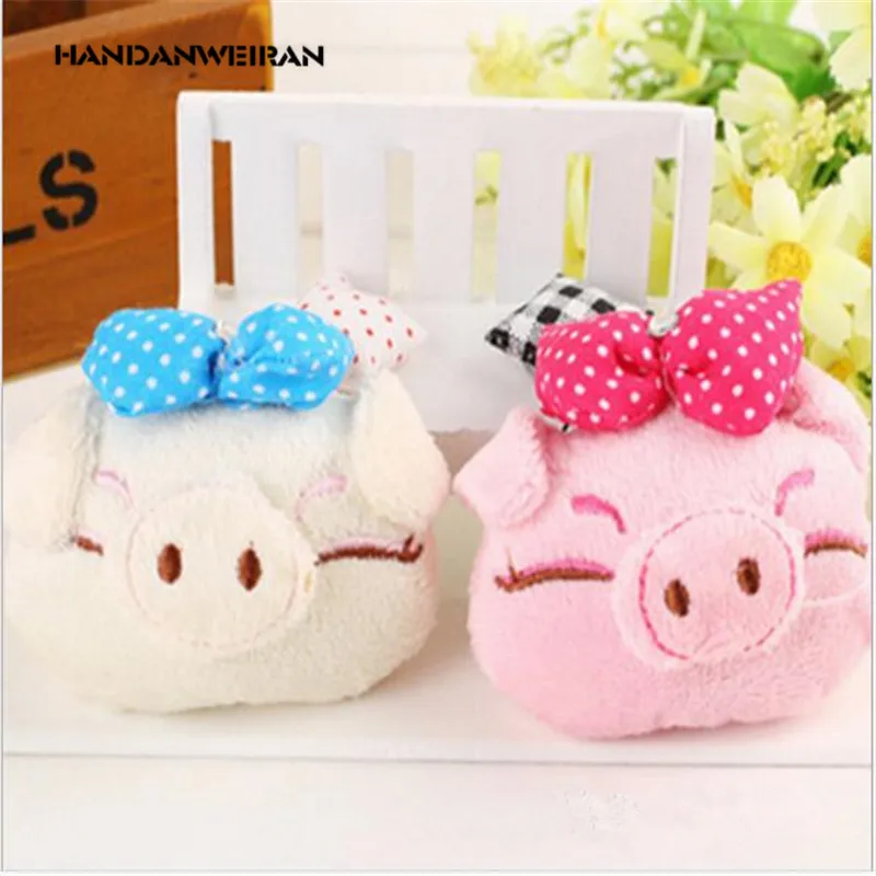 1PCS Cute Bowknot Pig Small Plush Toys For Girl 8CM Super Mini Animal Stuffed Soft Pendant Couple Wedding Gifts