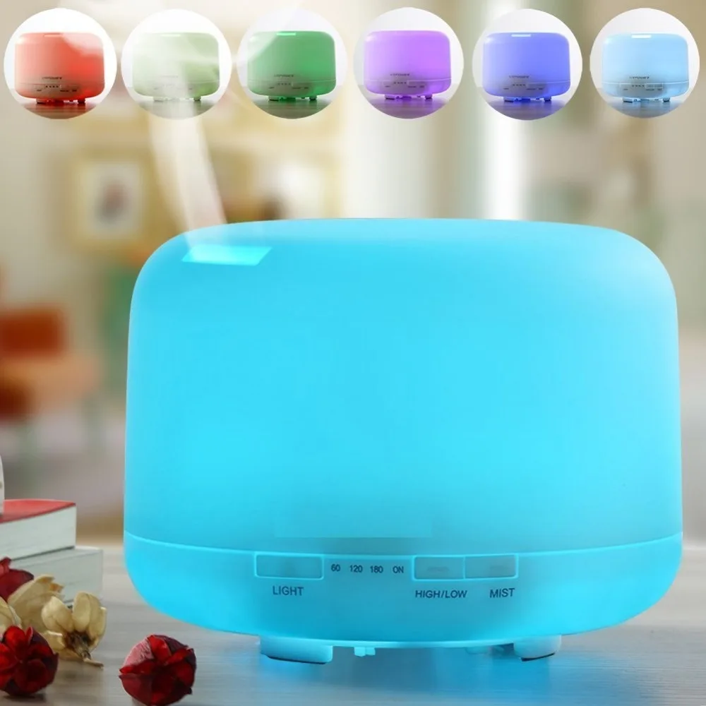 

Household 7 Color Changing Rainbow LED Light 500ML Classic Portable Aroma Diffuser Ultrasonic Humidifier Essential Oil Diffuser