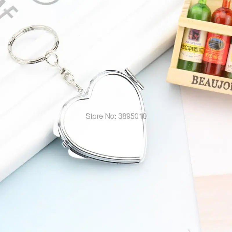 Mirror with keyring Portable Double Side Pocket Make Up Mirror Stainless Steel Frame Cosmetic Makeup F946