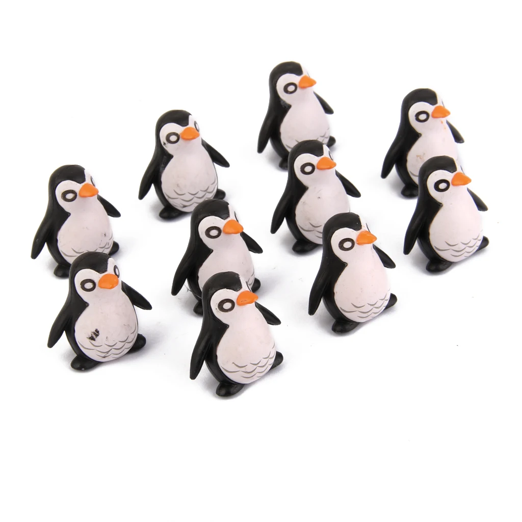 10pcs Cute Miniature Small Penguin Dollhouse Bonsai Garden Resin Landscape Birthday Gift Accessories