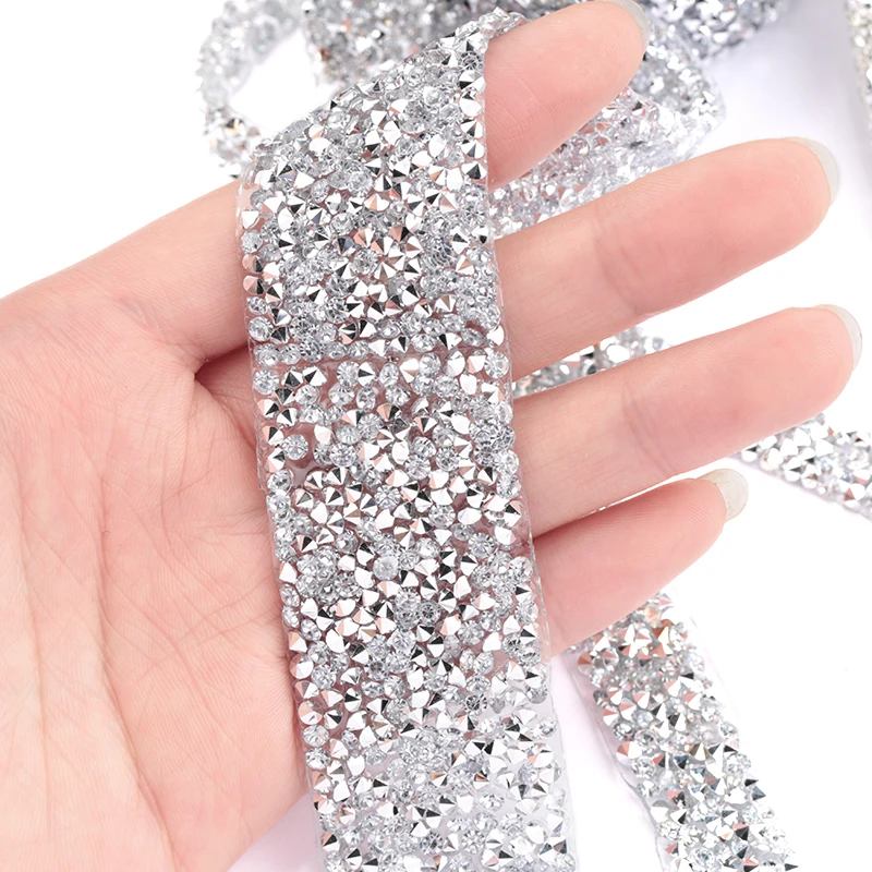 1yard packing Fashion Rhinestone Tape 15mm Crystal Decoration Trimming For DIY Shoes wedding clothing cap accessiories supply