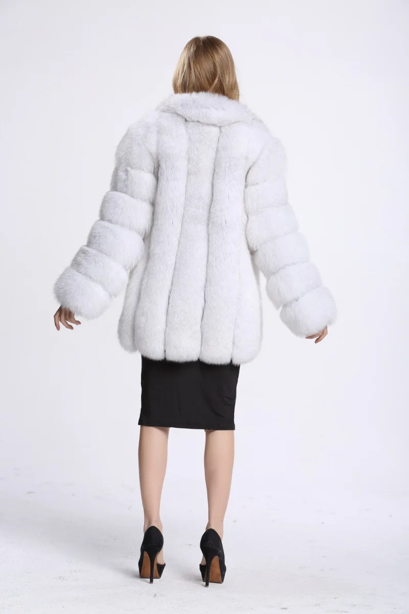 Autumn winter new fashion women fox fur grass coat imitation strip stitching leather coat