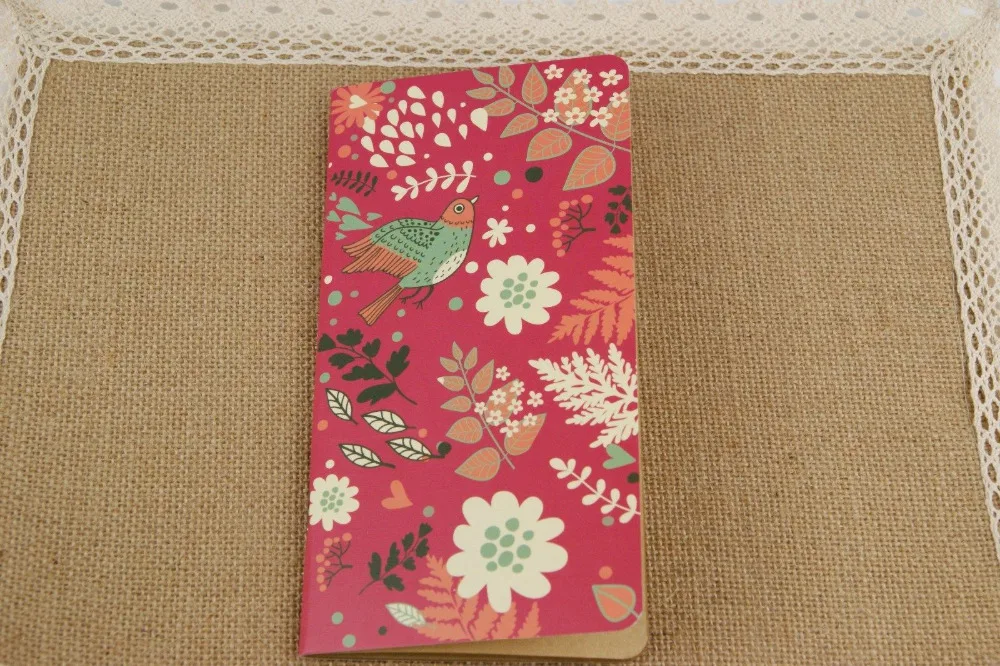 1pc Vintage Flower & Bird Pocket Notebook Note Pads Schedule Book Diaries Journals