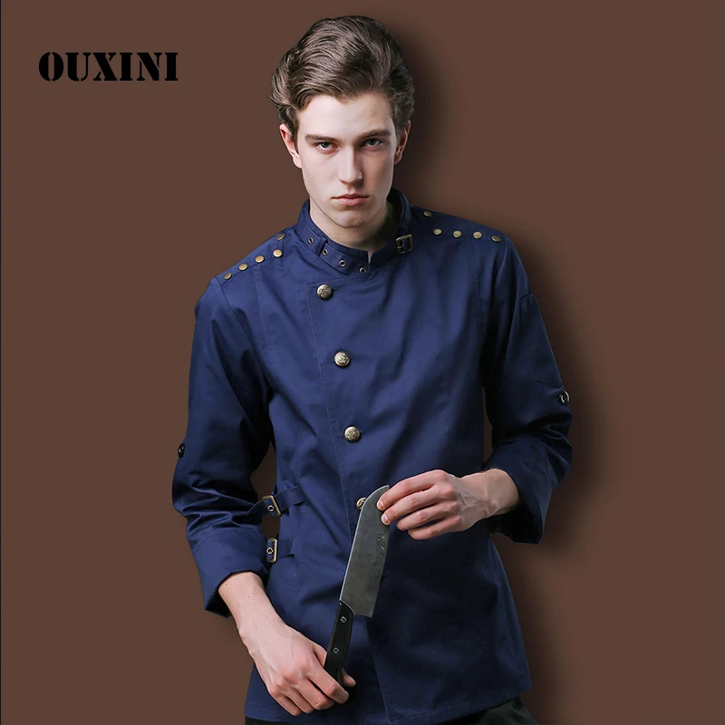 chef costume hotel workwear for men and women food chef kitchen jacket High quality Food service long sleeve chef uniform