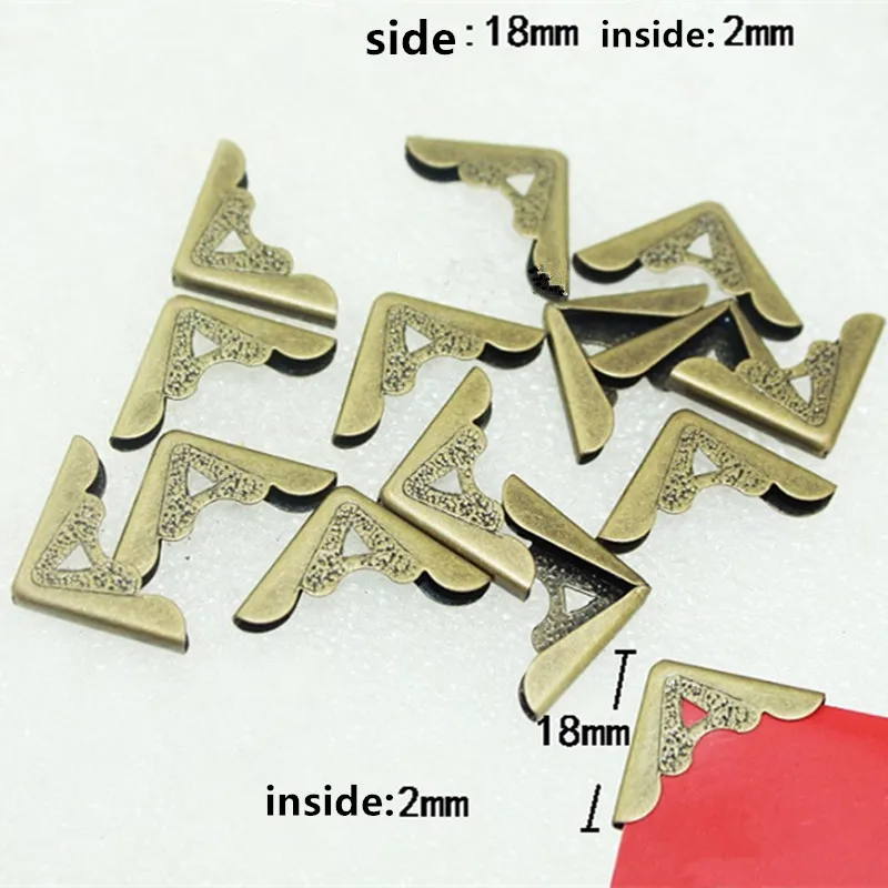 Bronze Tone Book Scrapbooking Album Menu Folder Corner Protectors,A Style Coner,Pattern Carved,Fit 2mm Thickness,18mm,8Pcs